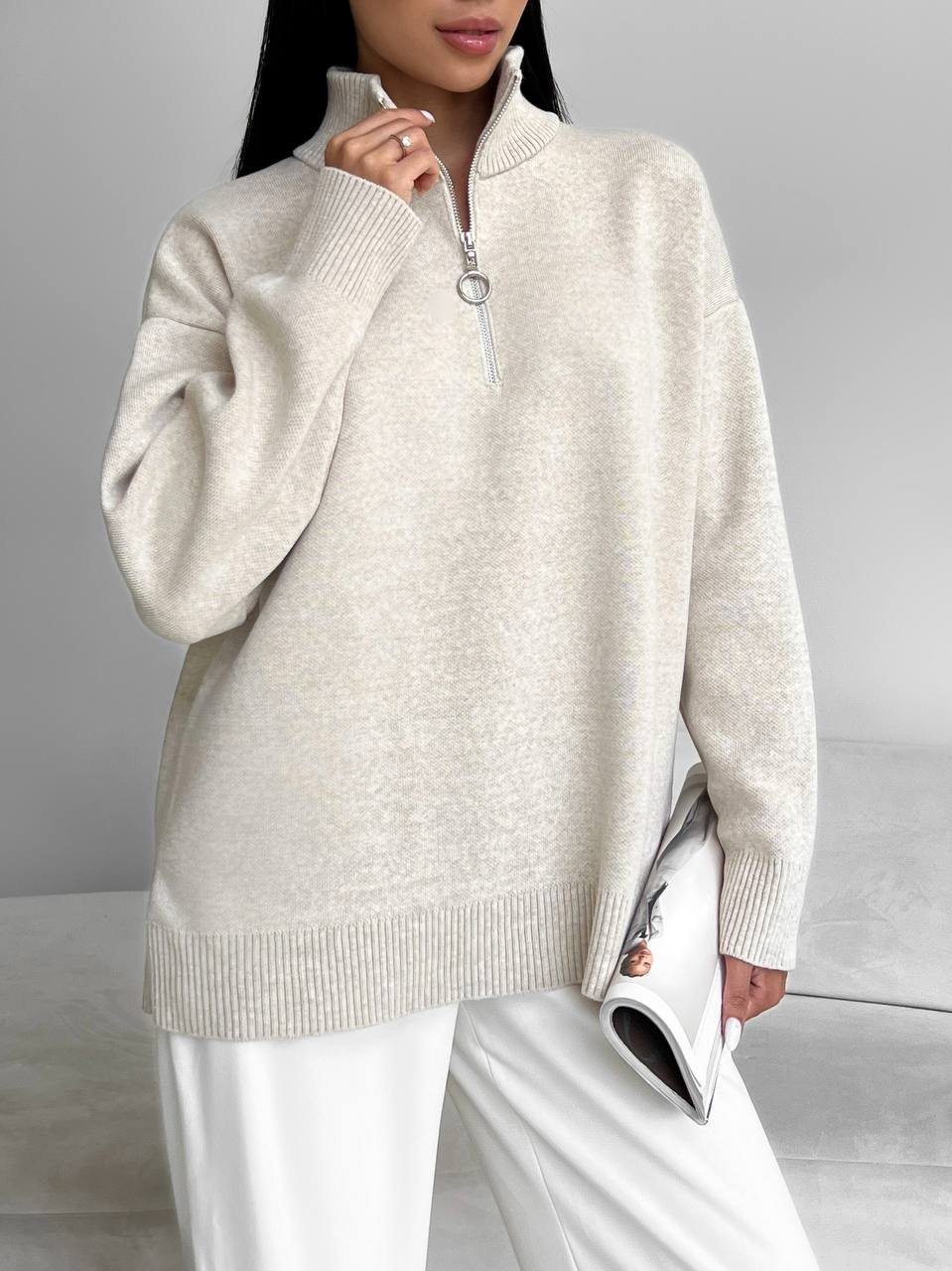 Kreminis megztinis Enzo - Image 3