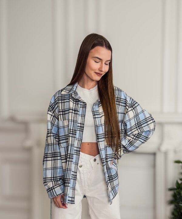 Sela mėlyni languoti marškiniai