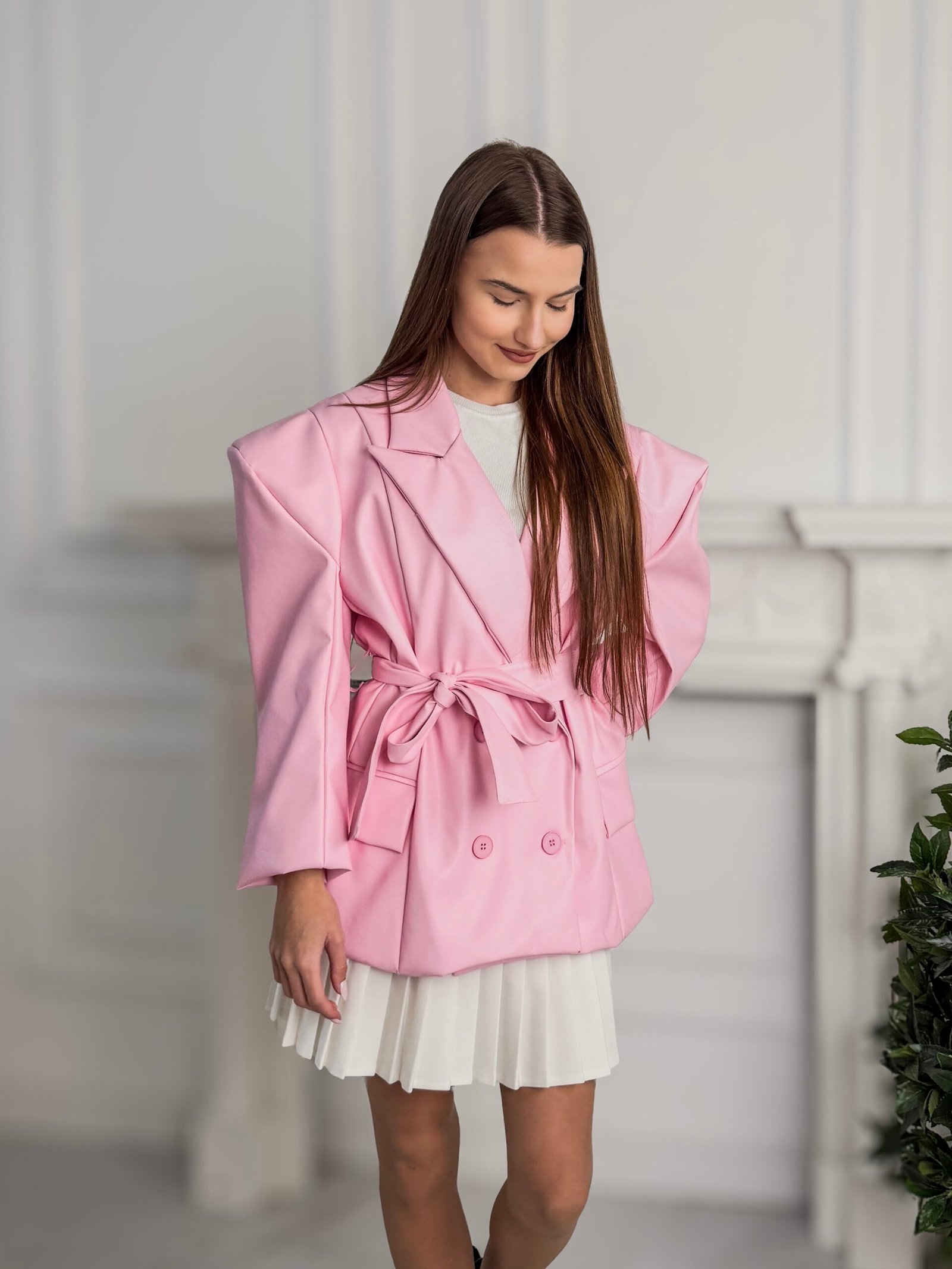 Riva rožinis surišamas švarkas - Image 2