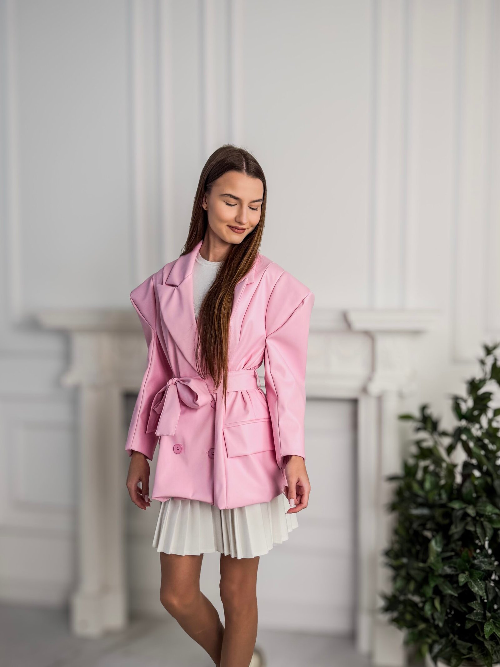 Riva rožinis surišamas švarkas - Image 3